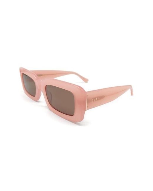 DIFF Pink Indy 51Mm Polarized Rectangular Sunglasses
