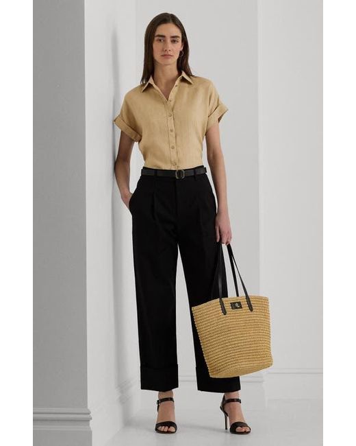 Ralph Lauren Black Short Sleeve Linen Button-Up Shirt