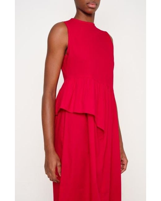 The Lulo Project Red The Bloodline Ruffle Sleeveless Midi Dress
