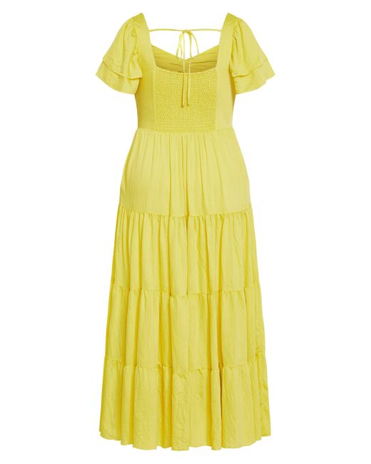 City Chic Yellow Ariella Tiered Dress