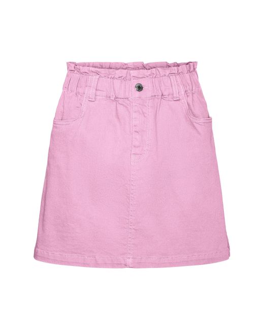 Vero Moda Pink Wild Alma Paperbag Denim Miniskirt