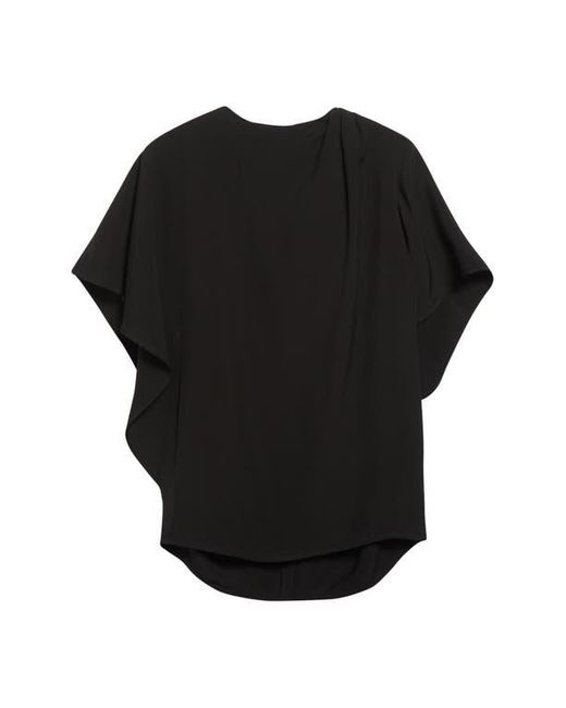 Proenza Schouler Black Etta Hammered Viscose Asymmetric Sleeve Top