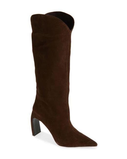 Jeffrey Campbell Brown Pinpoint Pointed Toe Knee High Boot