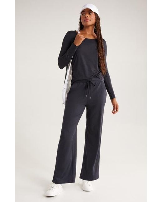 Zella Black Restore Soft Lite Ruched Long Sleeve T-Shirt