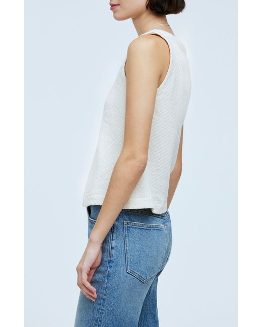 Madewell White Pointelle Single Button Vest