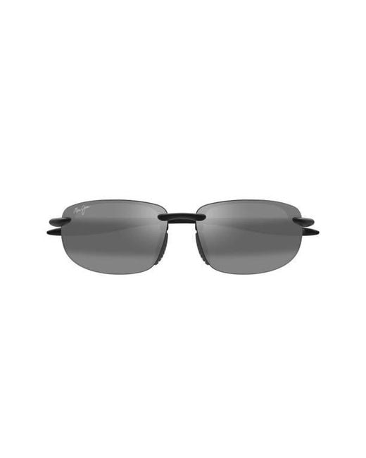 Maui Jim Black Ho'Okipa Ultra Special Fit Polarizedplus2 60Mm Rectangular Sunglasses