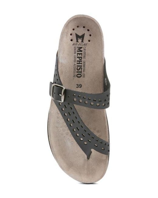 Mephisto Black Helena Perforated Toe Loop Sandal