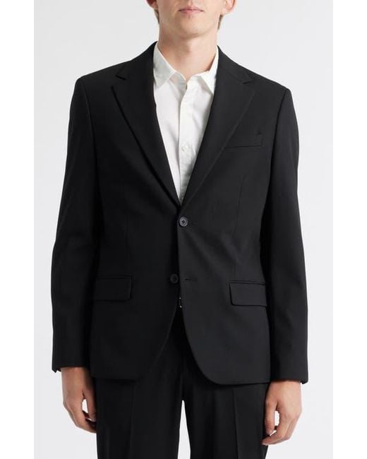 Open Edit Black Slim Fit Solid Stretch Suit Jacket for men