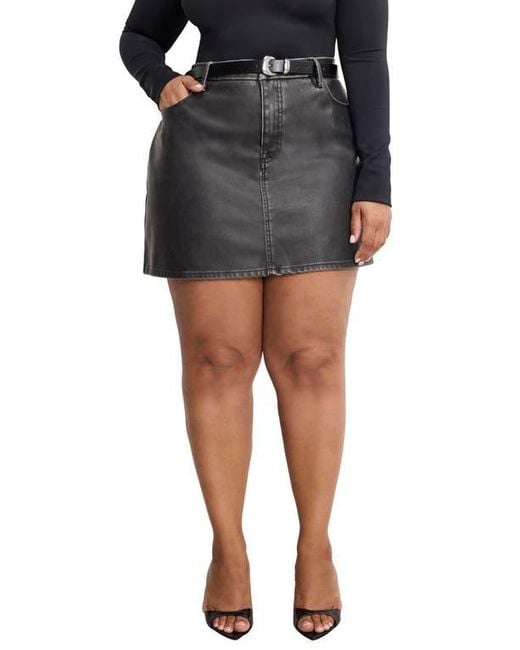 GOOD AMERICAN Black '90S Faux Leather Miniskirt