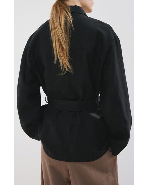 Mango Black Belted Linen Jacket