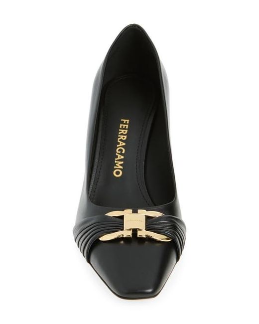 Ferragamo Black Tillya Square Toe Pump