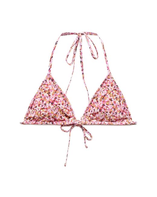 Mango Pink Floral Print Triangle Bikini Top