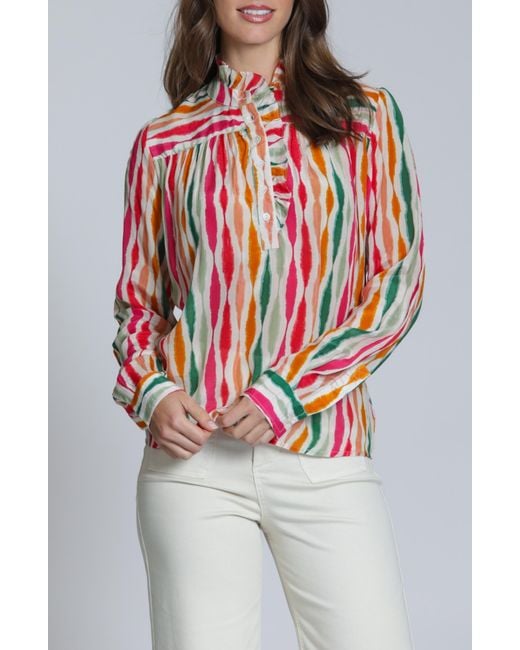 Apny Multicolor Ruffle Placket Top
