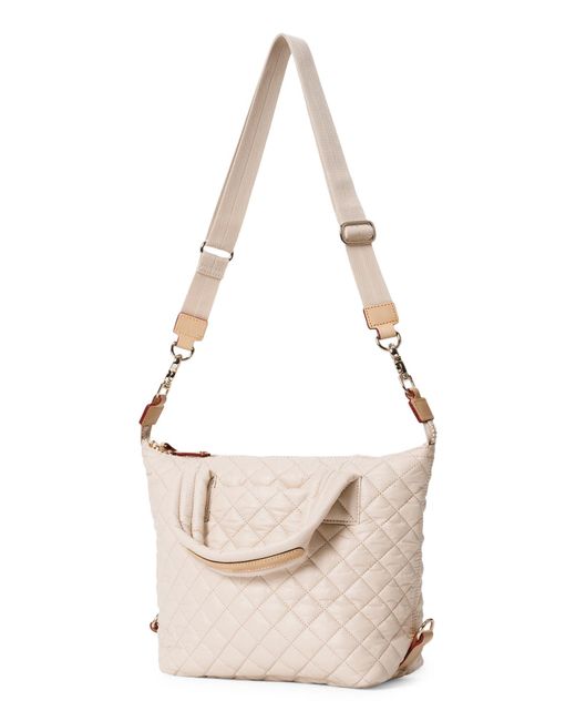 MZ Wallace Natural Small Sutton Deluxe Quilted Nylon Crossbody Bag