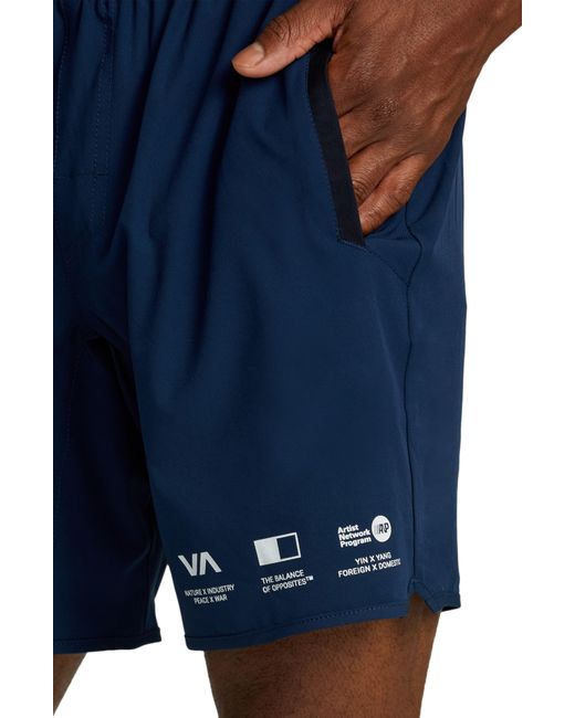 RVCA Blue yogger Stretch Athletic Shorts for men