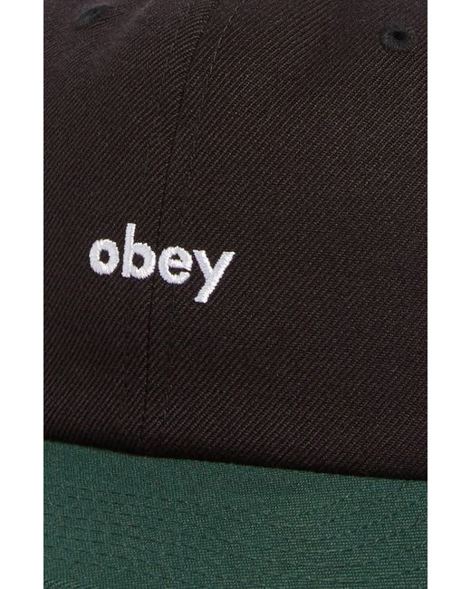 Obey Black Colorblock Logo Twill Baseball Cap for men