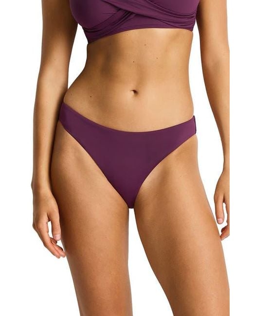 Sea Level Purple Essentials Edit Mid Bikini Bottoms