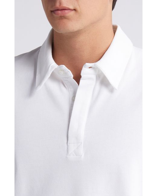 7 For All Mankind White Piqué Knit Polo for men