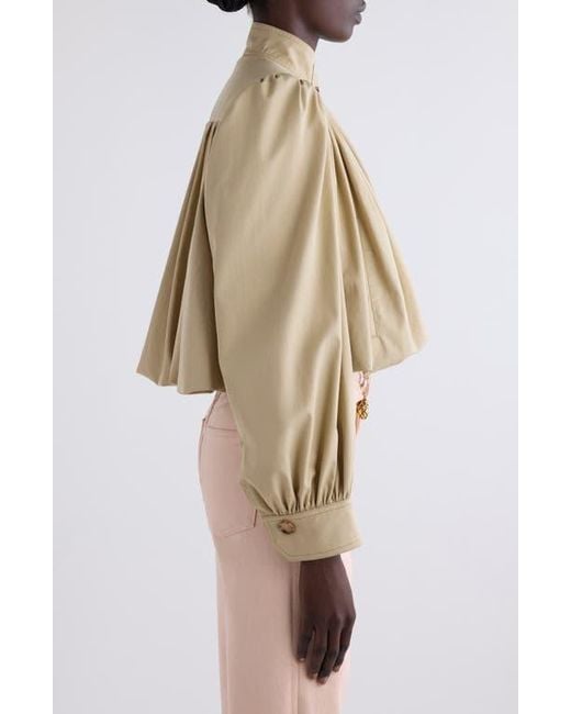 ジャケット CHLOE gabardine cropped jacket Chloé Puff Sleeve Gathered Cotton Gabardine Crop Jacket