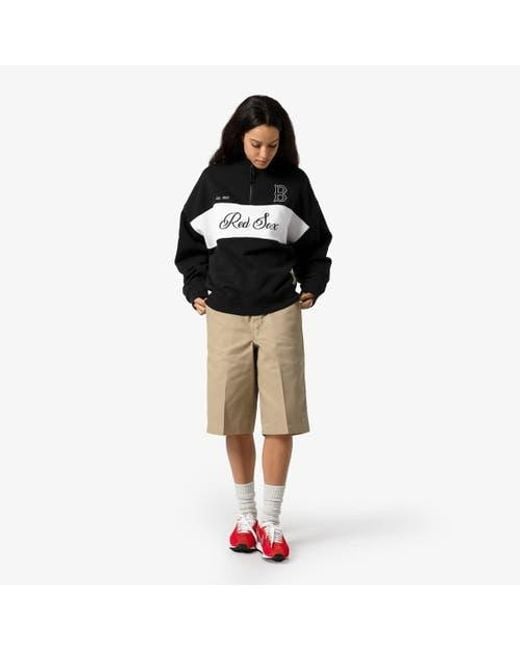 Mitchell & Ness Black Boston Sox Quarter-Zip Pullover Top