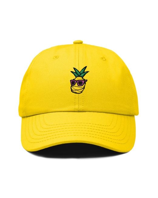 Alix Yellow Pineapple Embroidered Dad Hat for men