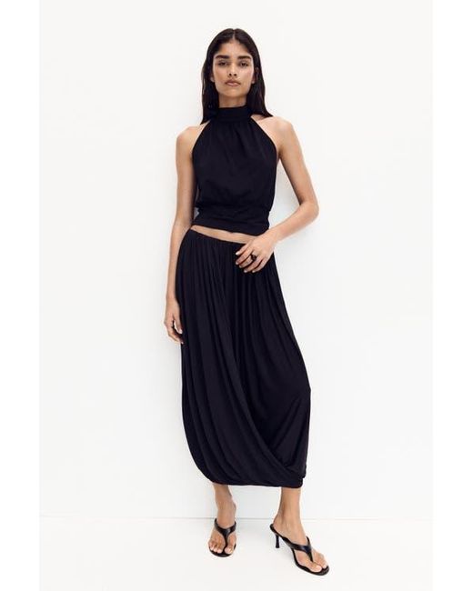 H&M Black Bubble-Hem Maxi Skirt