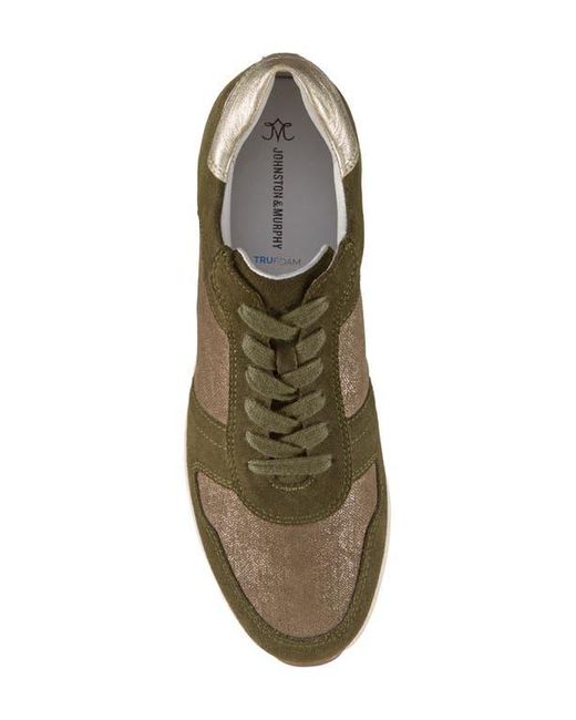 Johnston & Murphy Green Gracie Colorblock Platform Sneaker