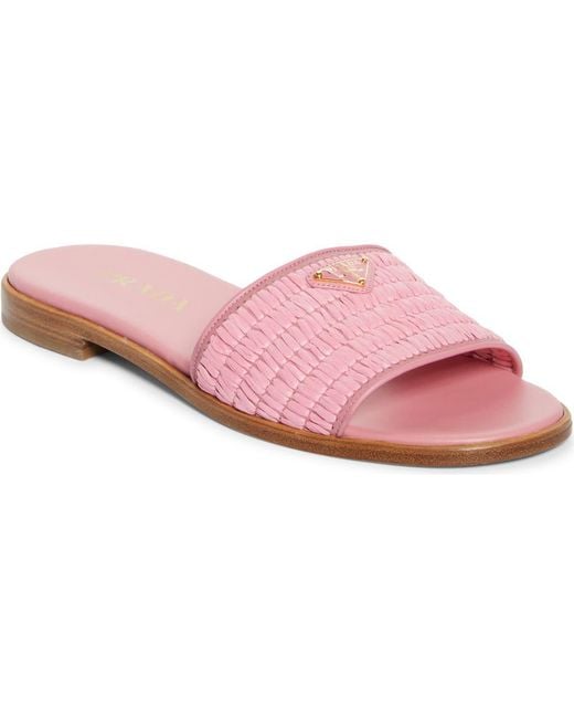 Prada Pink Raffia Slide Sandal