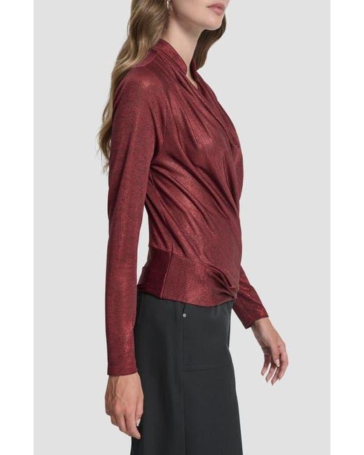 DKNY Red Heather Foil Drape Top