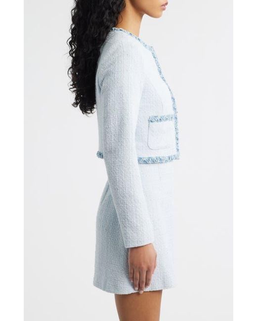 LoveShackFancy Blue Azula Crop Tweed Jacket