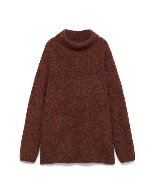 Mango Brown Bouclé Turtleneck Sweater