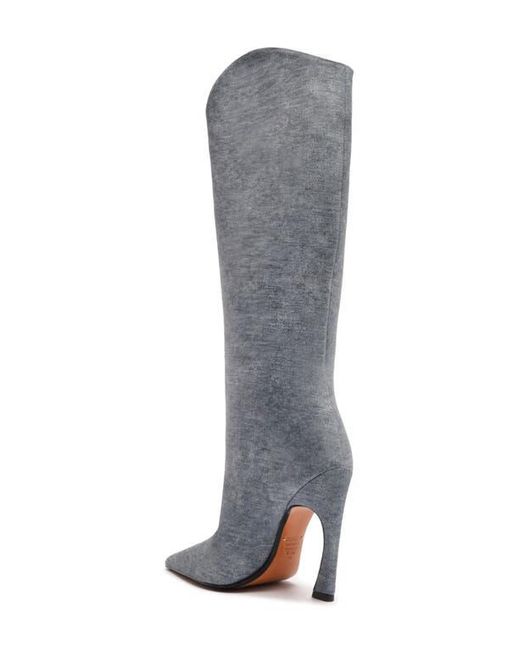 SCHUTZ SHOES Gray Maryann Up Curve Pointed Toe Tall Boot