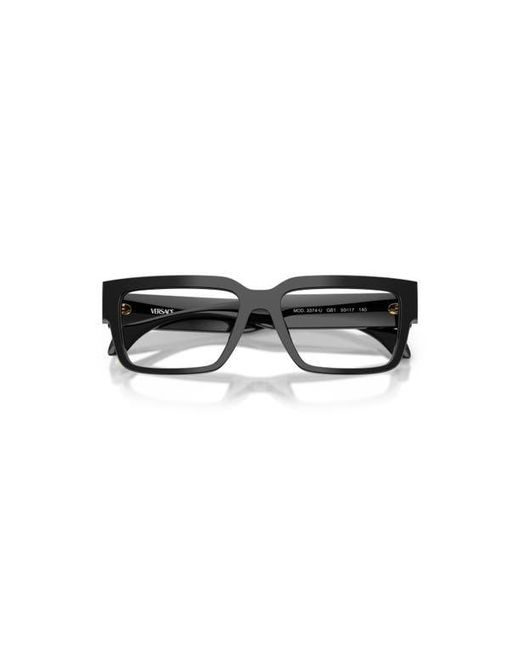 Versace Black 55Mm Rectangle Optical Glasses for men