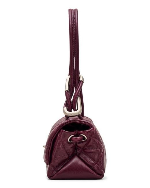 Marc Jacobs Purple The Mini Dual Chain Diamond Quilted Leather Shoulder Bag