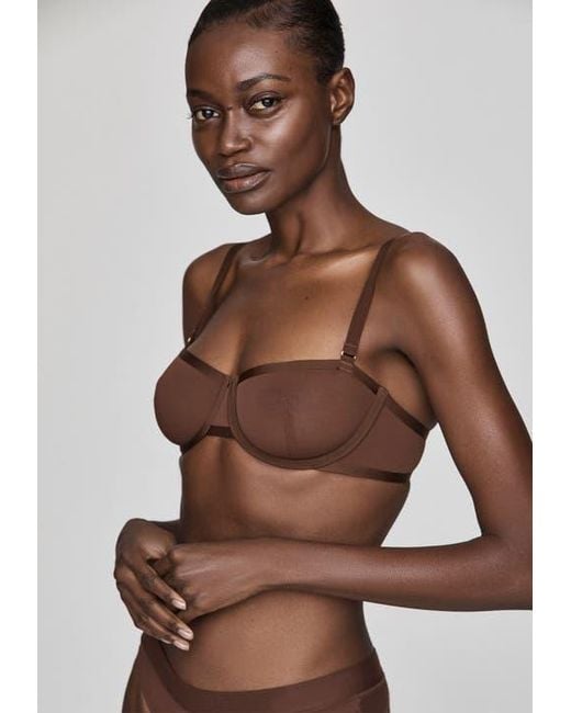CUUP Brown The Balconette Mesh Underwire Bra