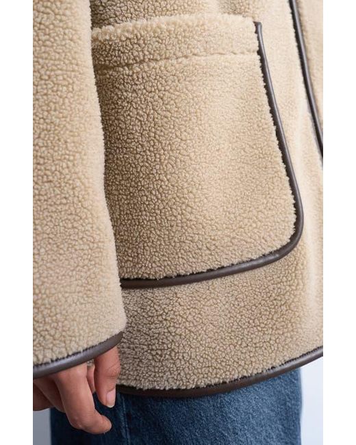 TOPSHOP Brown Longline Faux Shearling Jacket