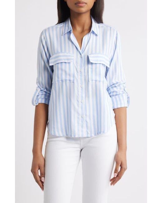 Beach Lunch Lounge Blue Fallon Crop Button-Up Shirt