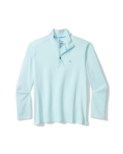 Tommy Bahama Blue Costa Wave Islandzone Seersucker Half Zip Pullover for men