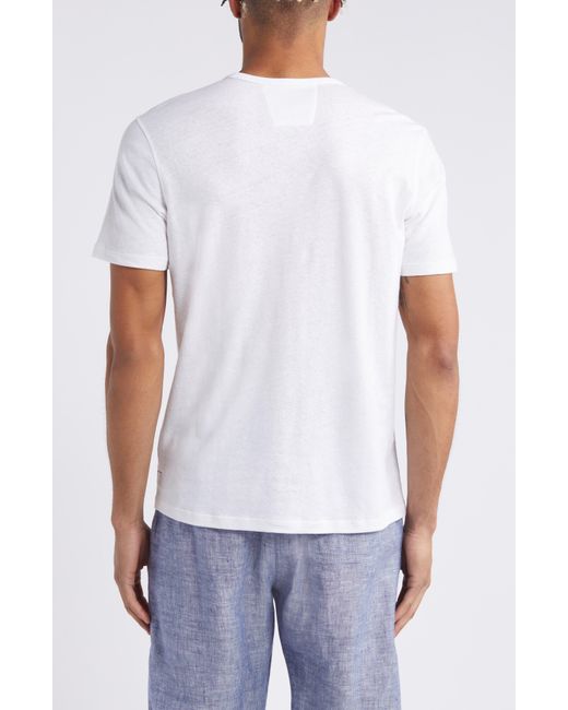 Daniel Buchler White Linen & Cotton Pajama T-shirt for men