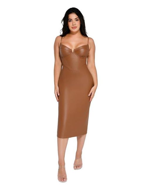 Popilush Shapewear Faux Leather Hourglass Corset Midi Dress | Lyst Popilush Shapewear Faux Leather Hourglass Corset Midi Dress | Lyst