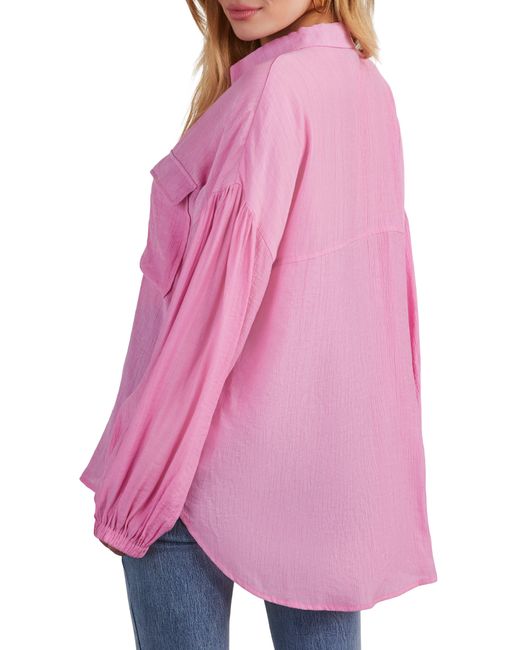 Vici Collection Pink Elowen Balloon Sleeve Button-up Shirt