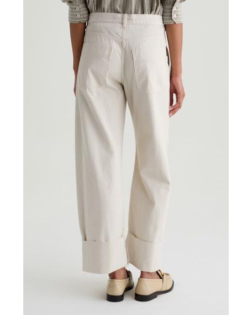 AG Jeans White Mercer High Waist Cuffed Barrel Leg Pants