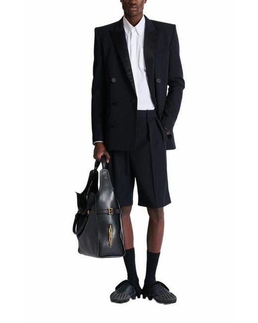 Balmain Black Grain De Poudre Pleated Bermuda Shorts for men
