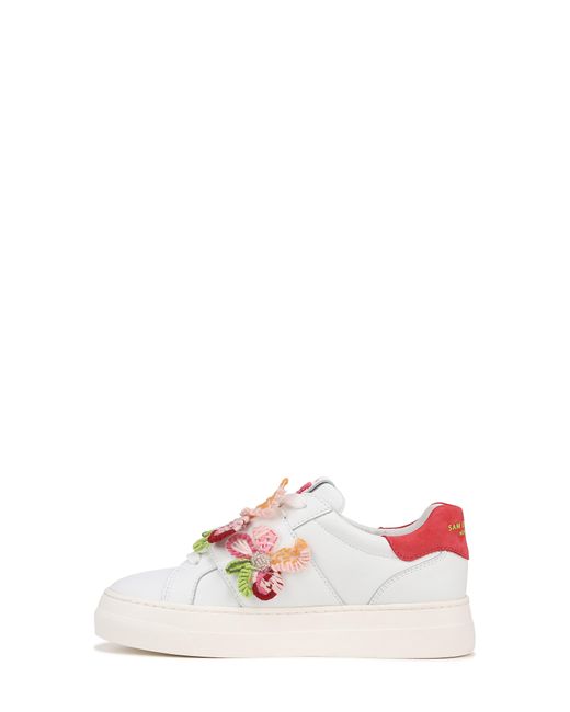 Sam Edelman White Wendy Floral Embroidery Platform Sneaker