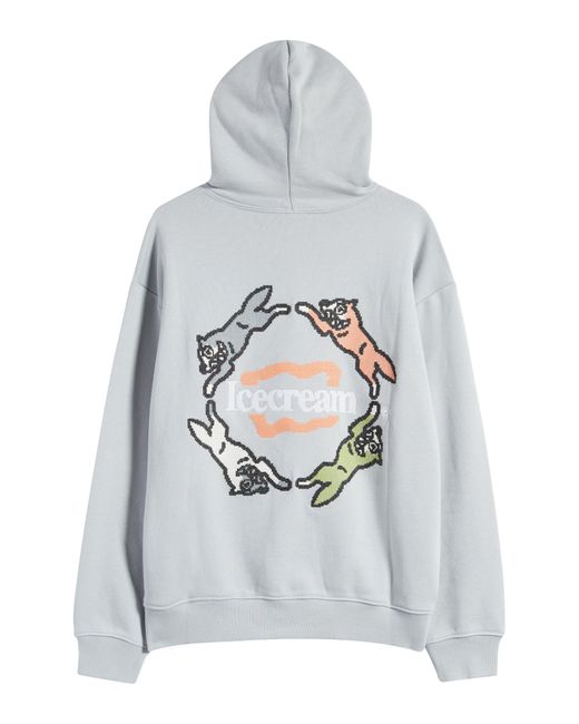 ICECREAM Gray Embroidered Cotton Graphic Hoodie for men