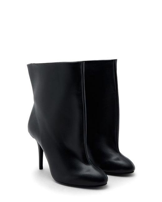 Mango Black Leather Stiletto Bootie