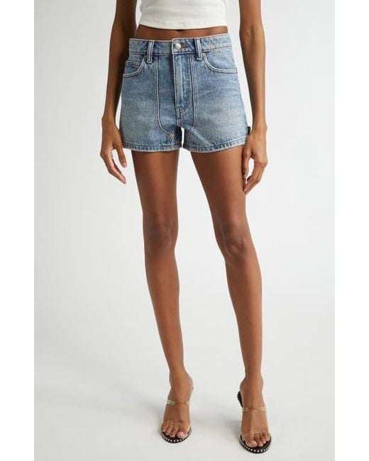ショートパンツ Alexander Wang Denim Carpenter Shorts Alexander Wang High Waist Denim Carpenter Shorts in Blue | Lyst