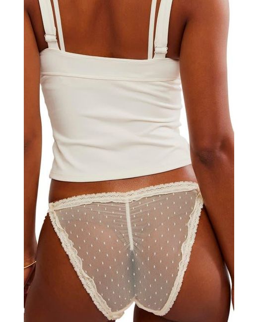 Free People White Intimately Fp Heart To Heart Dotted Mesh Panties