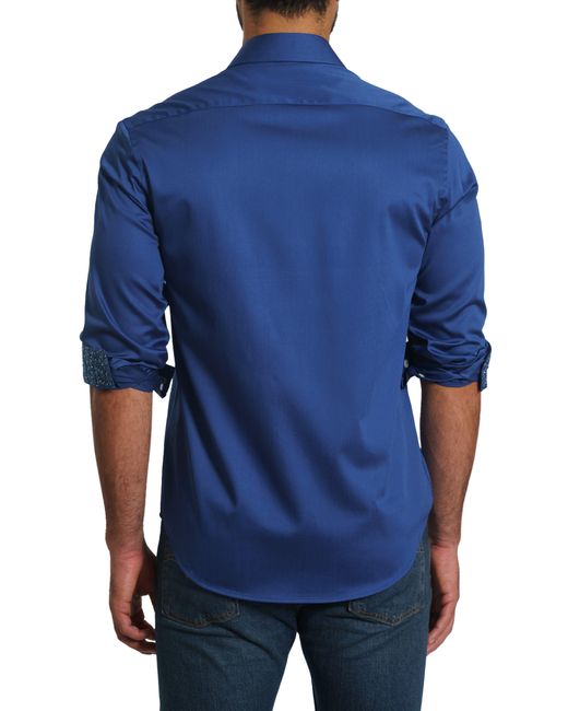 Jared Lang Blue Solid Pima Cotton Button-up Shirt for men