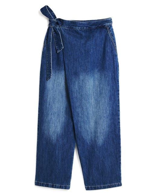 Desigual Blue Faded Faux Wrap Jeans